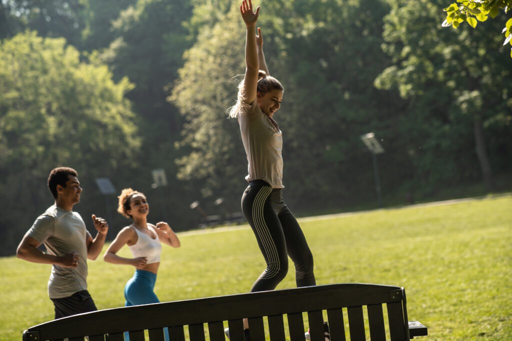 a women and childrens jogging-at-the-park