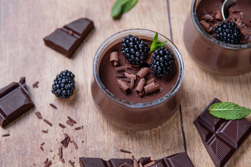 Tasty chocolate homemade creamy dessert for diabetics in glasses