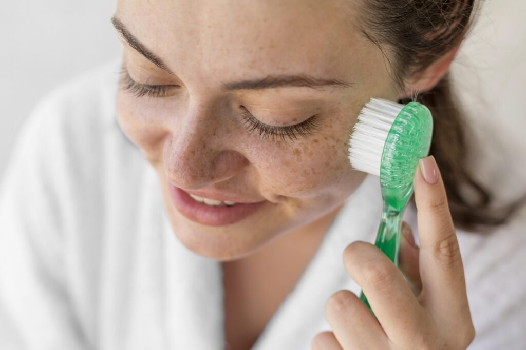 close-up-woman-brushing-face